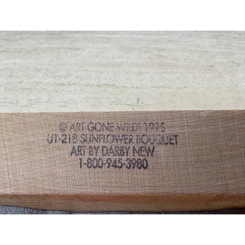 Vtg 1995 Art Gone Wild Sunflower Buquet Wood Mounted Rubber Stamp - Picture 3 of 5